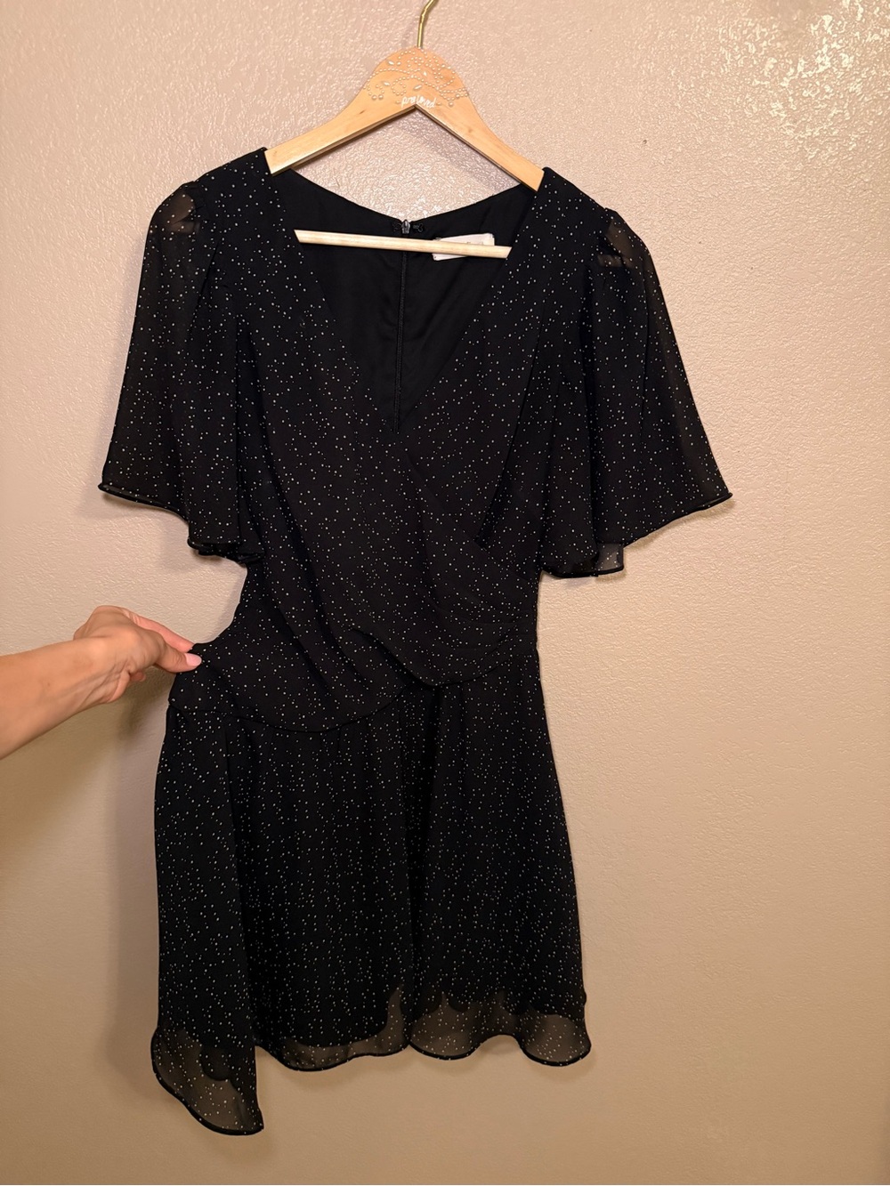 Black Polka Dot V-Neck Women’s Dress